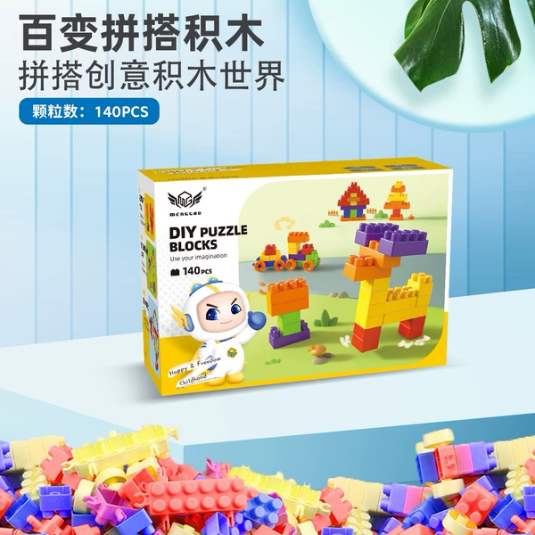 140 large particle building blocks + color box