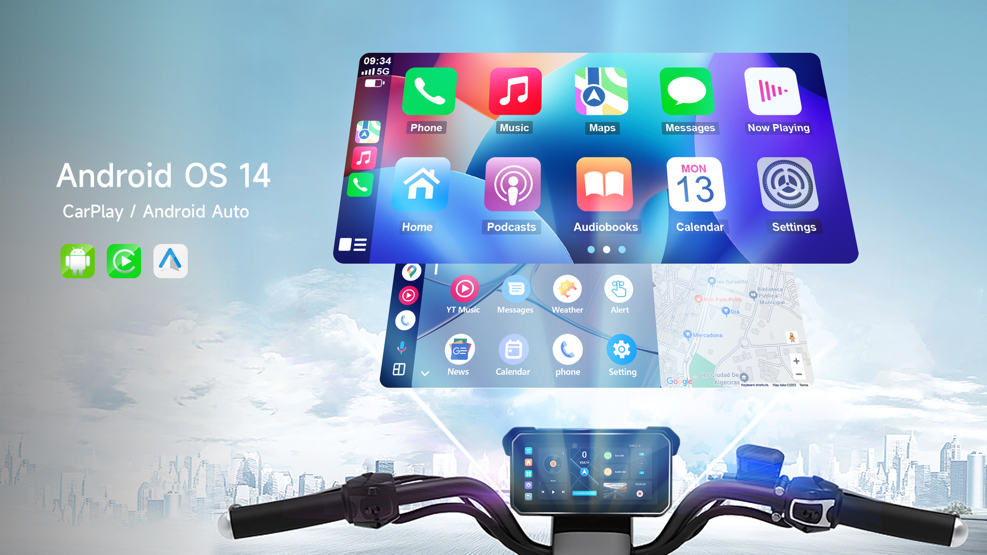 Cross-Border 6-Inch 4g Motorcycle Dashcam with Carplay, Waterproof Tire Pressure Monitoring, and Navigation Recorder