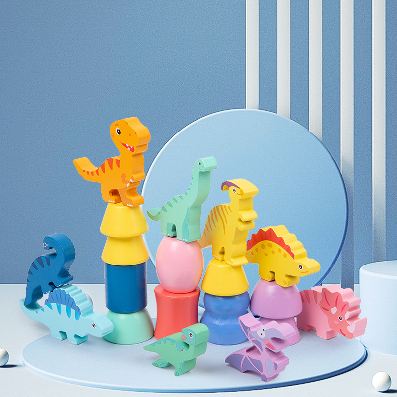 Niños Jenga, bloques de construcción, dinosaurios, animales, juguetes de equilibrio, educación temprana, rompecabezas, interacción entre padres e hijos, juegos de mesa