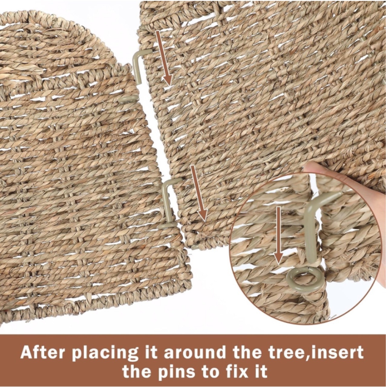 Personalizada falda de Navidad nórdica hecha a mano hierba trenzada desmontable canasta de árbol de árbol decoración de árbol de Navidad