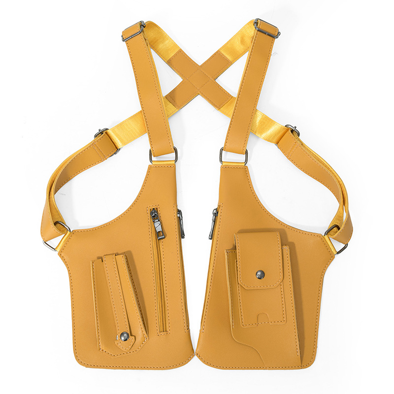 外国貿易向けメンズベスト、レトロなストラップ付き脇下多機能ショルダーバッグ、レディースアウトドア両肩掛けハンドバッグ、斜め掛けバッグ