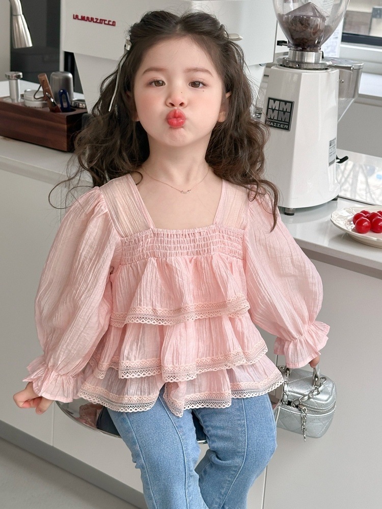 Camisas de niñas primavera y otoño 2025 nuevo estilo de ropa infantil estilo de primavera moda camisa de manga larga ropa de primavera de bebé