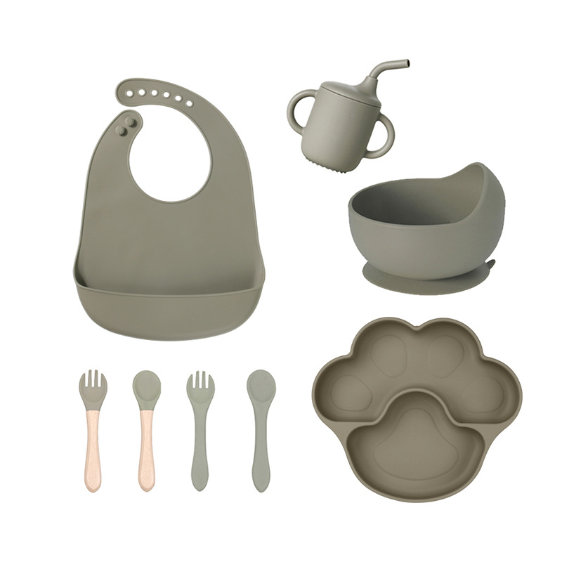 Army green dinner plate 8-piece set