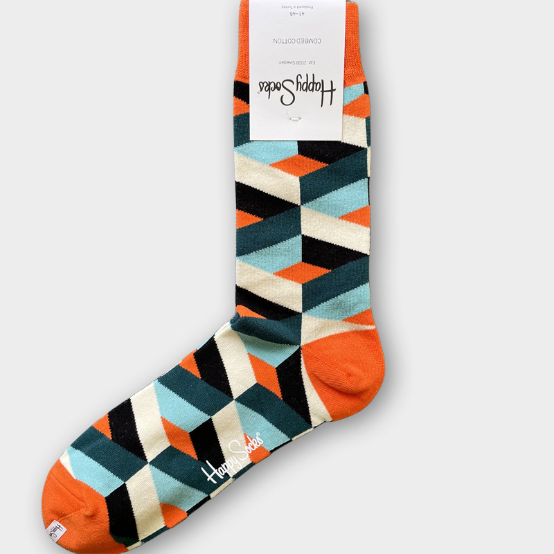 ハッピーソックス メンズソックス ミドル丈 コーマ綿 吸汗消臭 通気性 スウェーデン製 おしゃれ カラフル 薄手