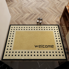 復古方格入戶門地墊家用防滑進門腳墊可裁剪耐磨絲圈地墊一件代發