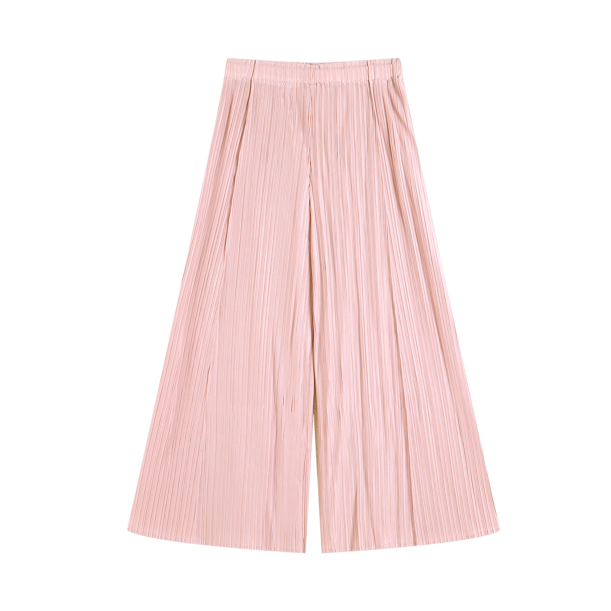 Quần culottes nữ ống rộng cạp cao xếp ly dáng suông dài midi — màu xanh nhạt chi tiết 2