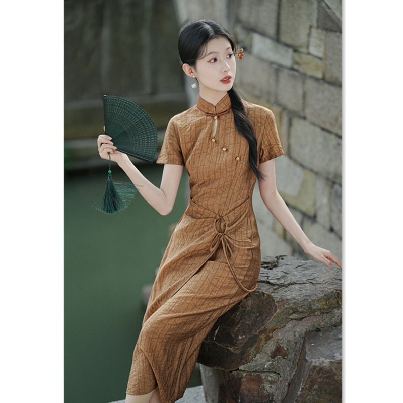 Fashionable modern long summer cheongsam