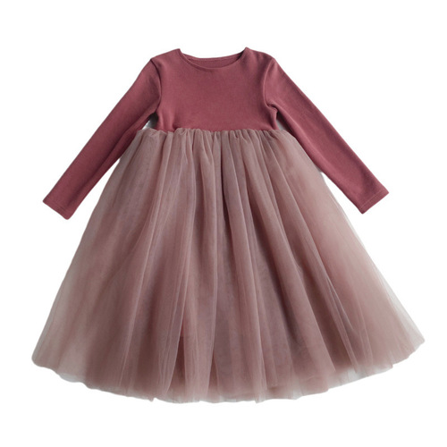 Spring and autumn girls 'dress, children's Australian velvet soft skin-friendly long-sleeved fluffy gauze dress, princess dress