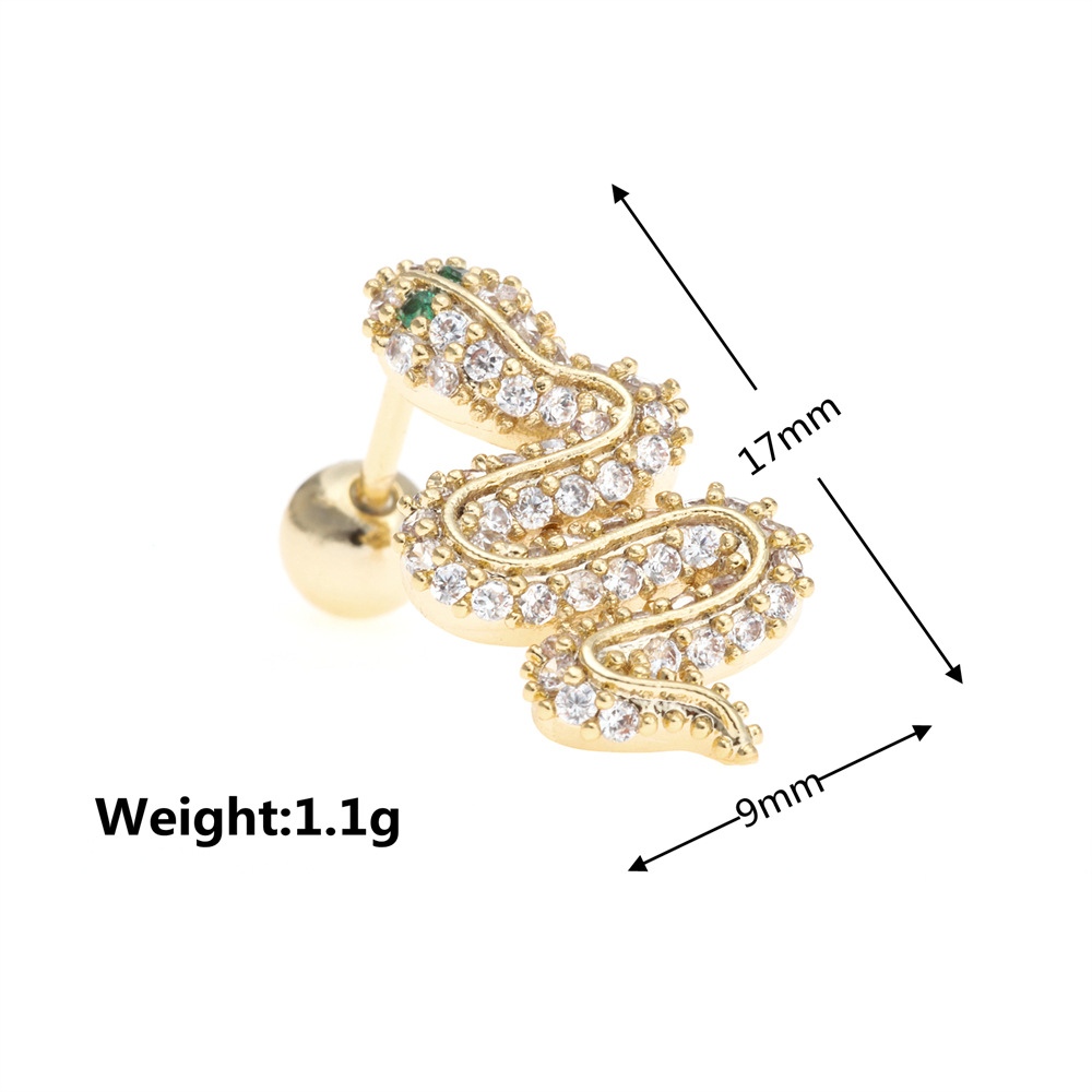 Classic Retro Snake-shaped Ear Bone Studs Screw Piercing Earrings display picture 9