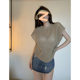 Chic Hot Girls Hollow Round Neck Ice Silk Thin Short-Sleeved Knitted Sweater Women's Summer Stacked Loose Sun Protection Blouse Top
