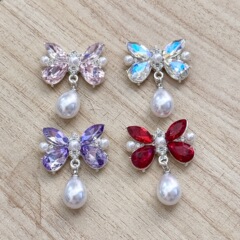 新合金製シンプルイミテーションパール蝶と金パールの組み合わせジュエリーアクセサリー、衣類アクセサリー、飾り留め具