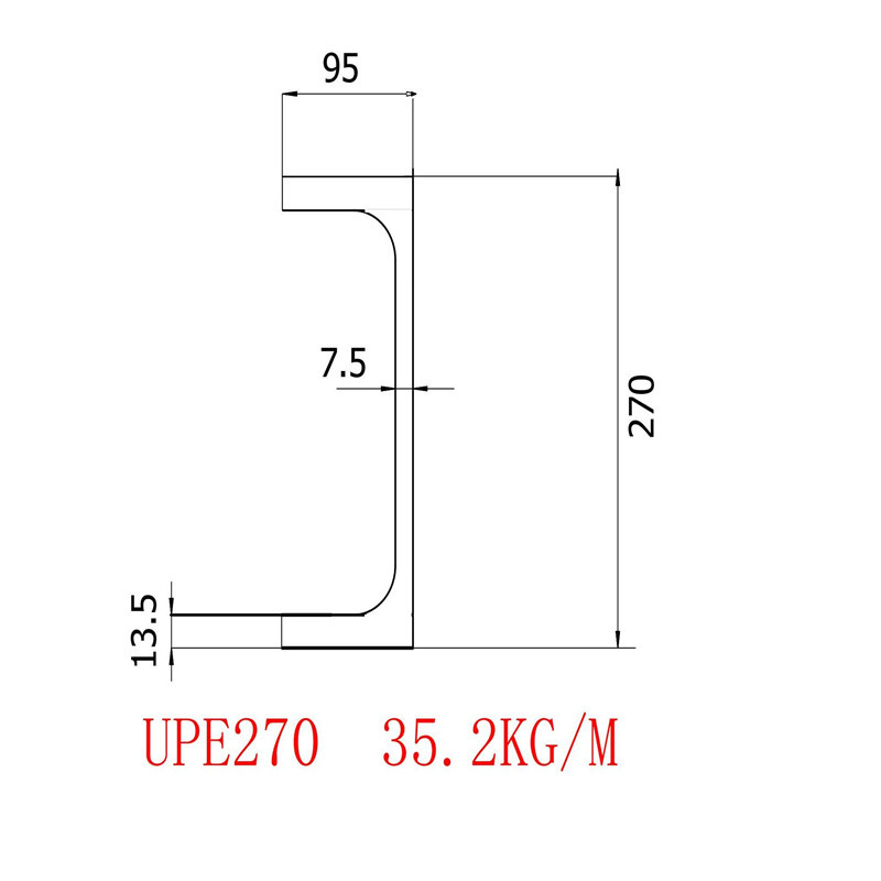 欧标槽钢UPE270规格240*90*7*12.5莱钢生产批发价格