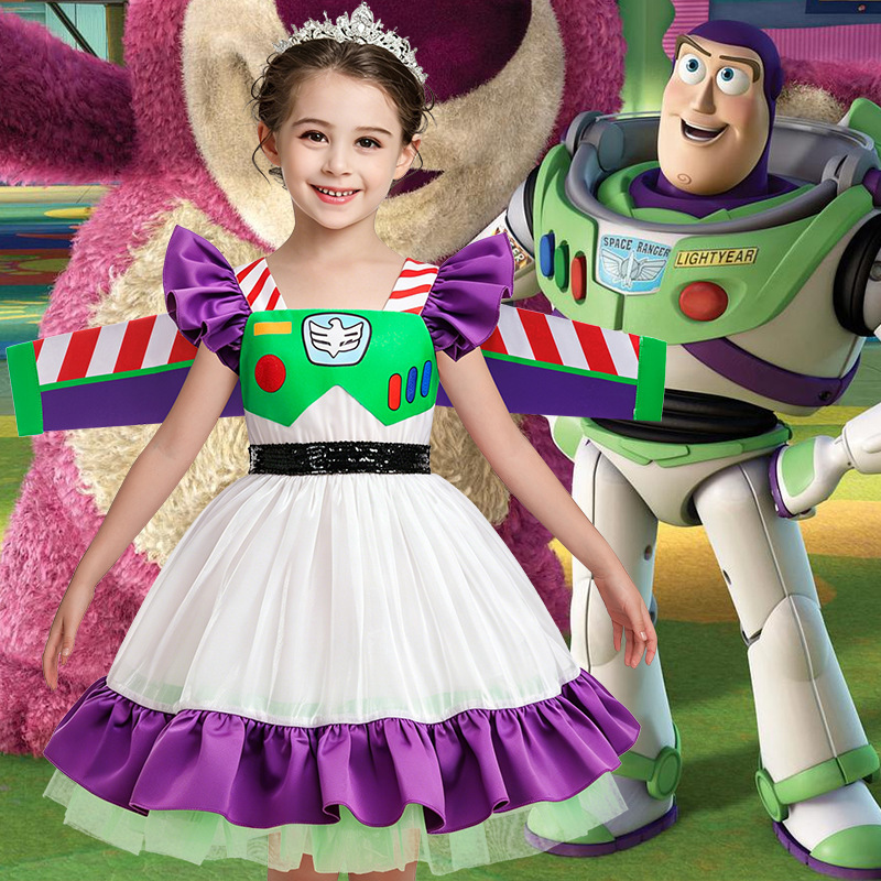 Halloween Cross-Border Toy Story 5 Buzz Lightyear Girls' Dress Children's Cosplay Dress Children's Clothing Halloween Cross-Border Toy Story 5 Buzz Lightyear Girls' Dress Children's Cosplay Dress Children's Clothing