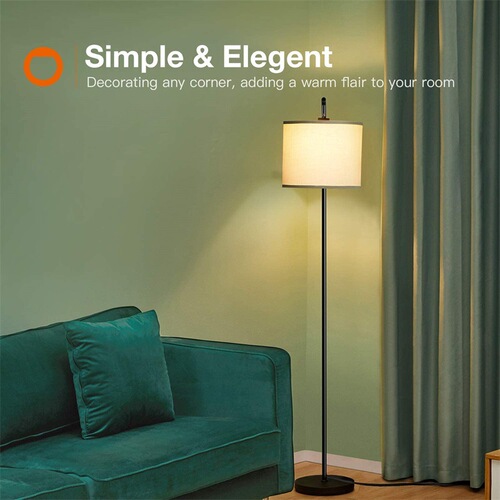 Bedroom floor lamp fishing lamp American retro minimalist creative study fabric three-color changing light living room floor lamp