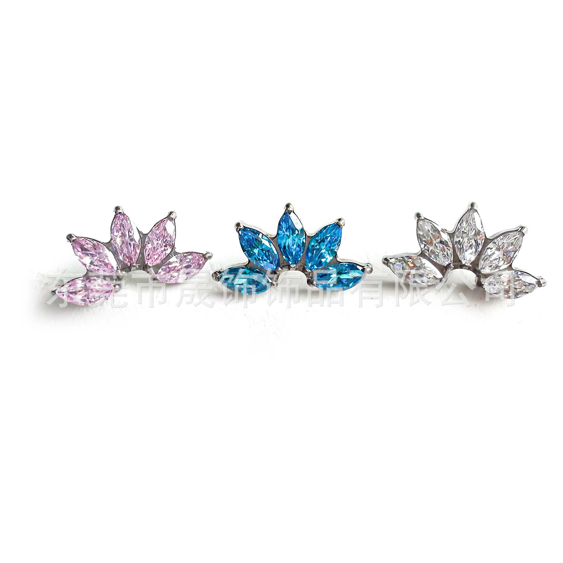 F136 Titanium Ear Stud Studded Cubic Zirconia 马眼 Flower Labret Stud Helix Cartilage Stud G23 Implant Grade Titanium 人体 Piercing Jewelry Accessories