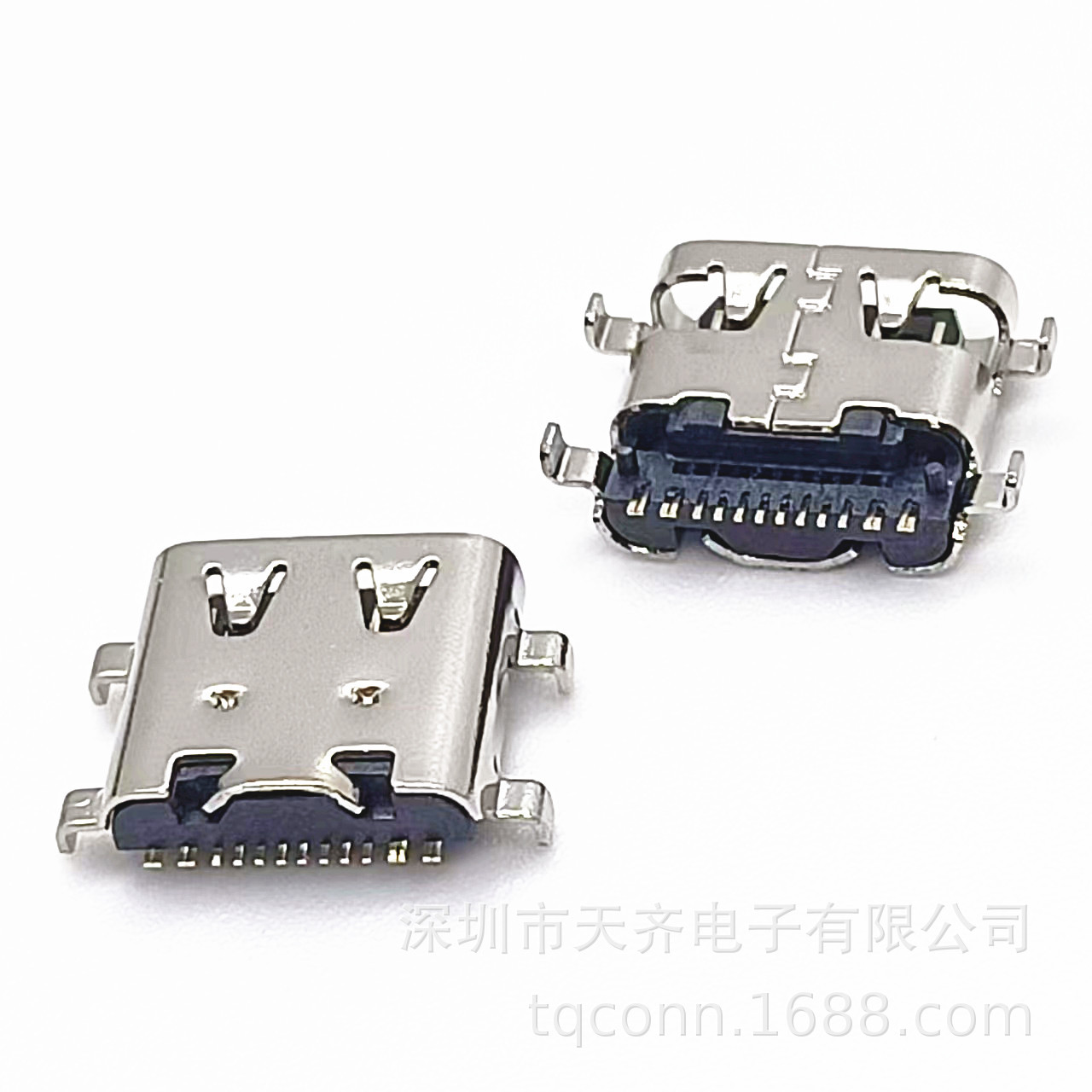 TYPE-C 16PIN 沉板母座 沉板1.1 长度7.96 带弹 四脚沉板DIP