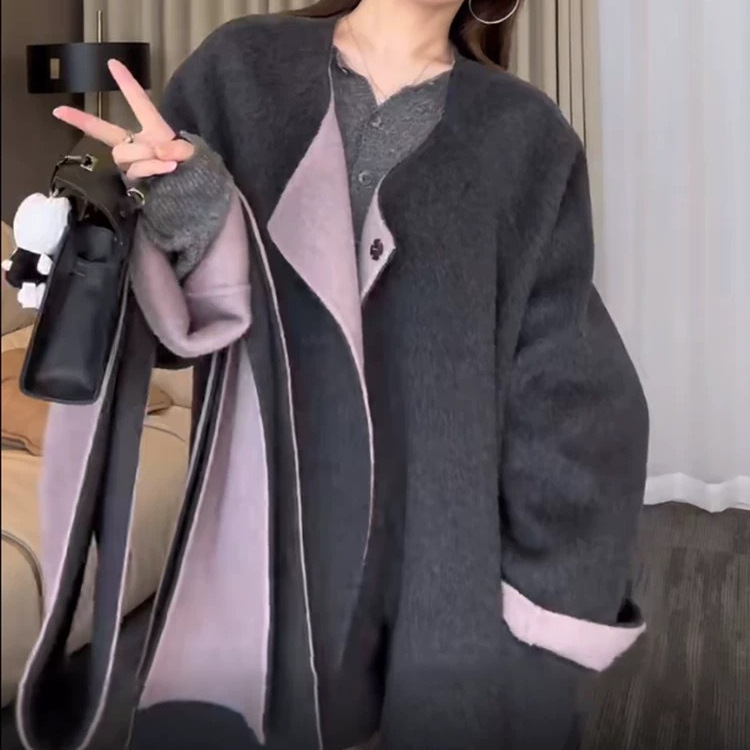 Mini Double-Sided Woolen Outwear for Women, High-End Ab-Sided Cashmere Woolen Outwear for Small People 2025 New Scarf Fur