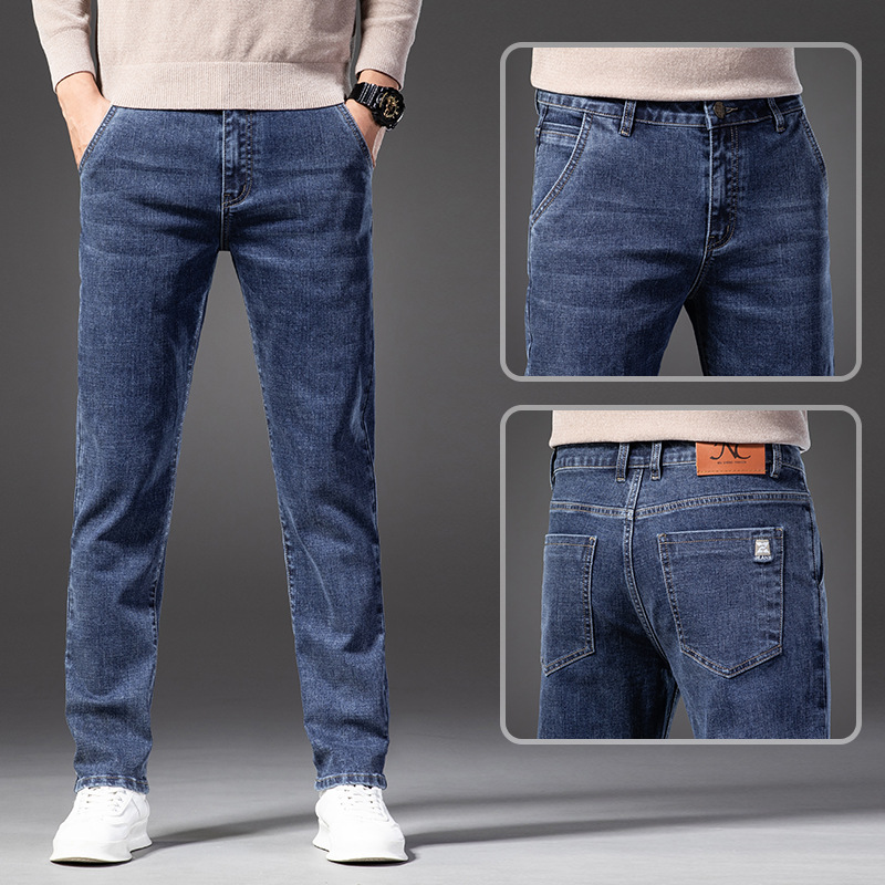 Guangzhou Xintang pantalones vaqueros de los hombres de mediana edad clásico cómodo negocio pantalones casuales de los hombres de estiramiento Delgado Pantalones rectos de los hombres