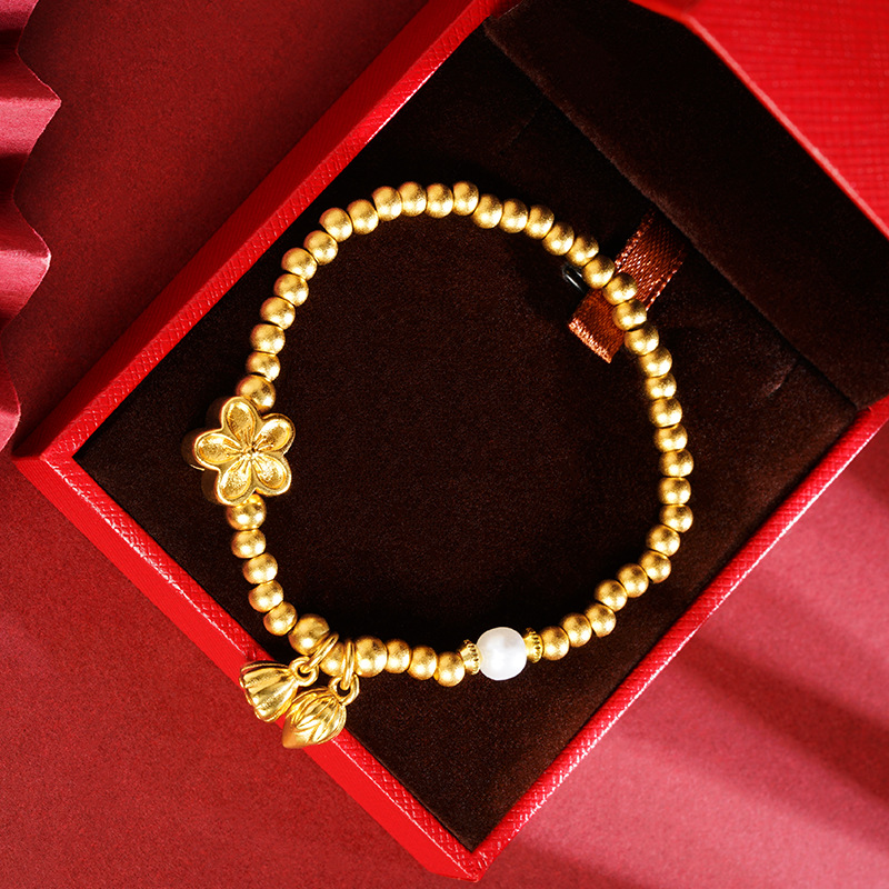 Vietnam Sha Jinxin loto chino flor de melocotón cadena de perlas imitación pulsera de perlas joyas Yiwu pulseras accesorios no se desvanecen