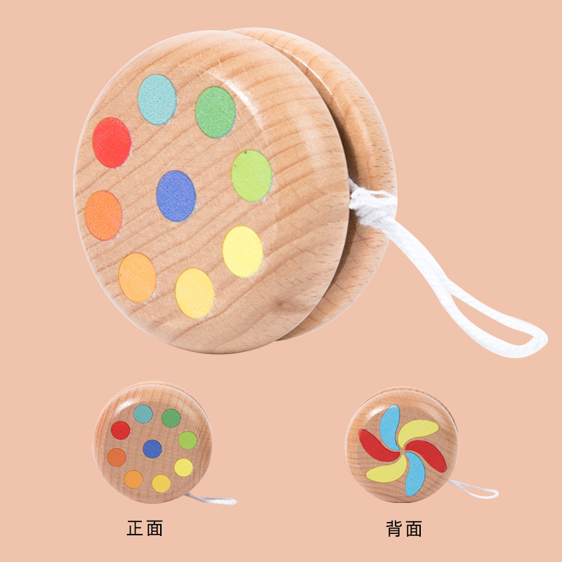Yo-yo de madera lindo juguete de dibujos animados para niños estudiantes de primaria tradicional nostálgica clásica swing yo-yo bolas pequeños regalos