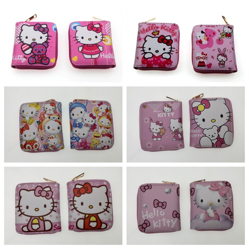 Cute Cartoon Girl Student Coin Purse Cartoon Katie K T Cat Short Zipper Coin Purse Storage Bag in Stock