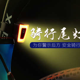 自行车尾灯USB充电骑行尾灯单车山地自行车警示灯夜骑尾灯跑马灯
