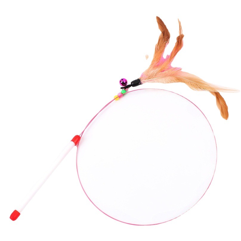 Fábrica al por mayor transfronteriza gato juguete lana raya bicolor divertido gato palo acero alambre pluma divertido gato palo interactivo divertido gato juguete