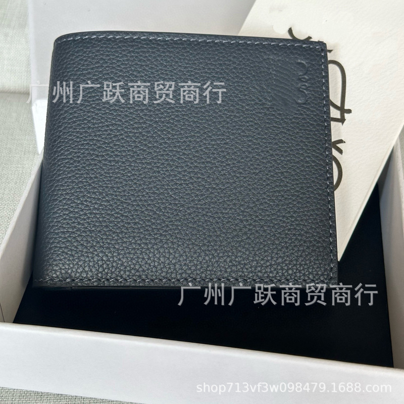 Loewe Original Leather Short Wallet with Letter Embossing, Lychee Pattern, Solid Color, Multiple Card Slots, High Quality, Cross-Border Loewe Original Leather Short Wallet with Letter Embossing, Lychee Pattern, Solid Color, Multiple Card Slots, High Quality, Cross-Border