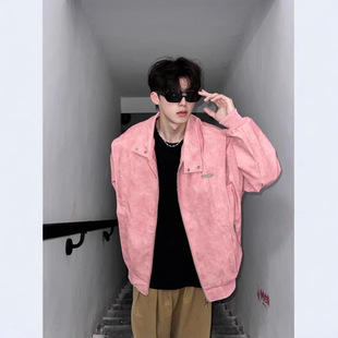American-style Retro Tie-dyed Leather Jacket Men's Superior High-end Spring and Autumn Aviator Jacket Niche Design Biker Suit