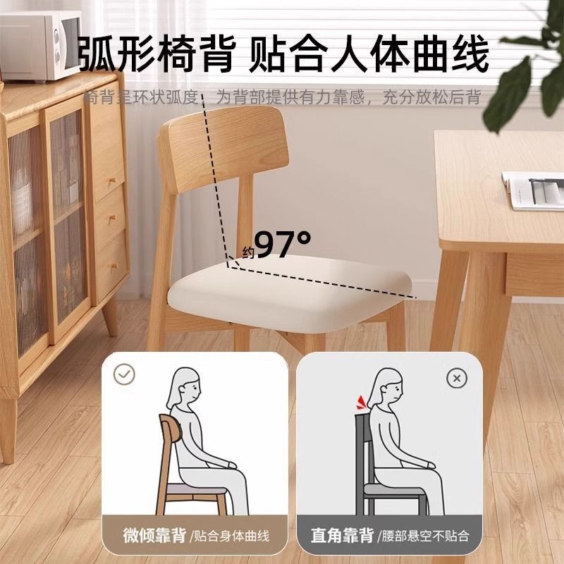模造無垢材の椅子ダイニングチェア家庭用シンプルモダンな背もたれダイニングテーブルと椅子商業ティーチェアレストランホテルのダイニングスツール|undefined