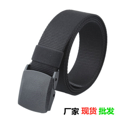 新款塑料扣尼龙腰带 男士户外编织裤带无金属防安检 厂家现货批发|ru