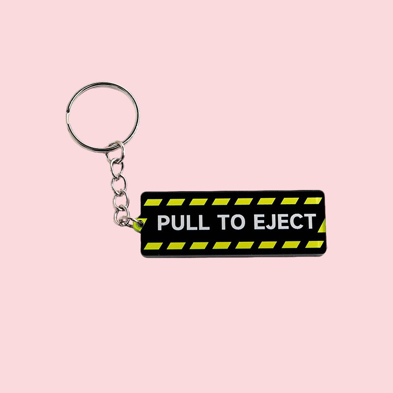 Pull-out acrylic double-sided keychain, minimalist style emergency escape keychain, warning sign pendant decoration