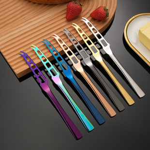Stainless Steel Cheese Butter Knife with Two Teeth and Holes for Butter Bread Jam Cheese Knife Butter Knife Portable