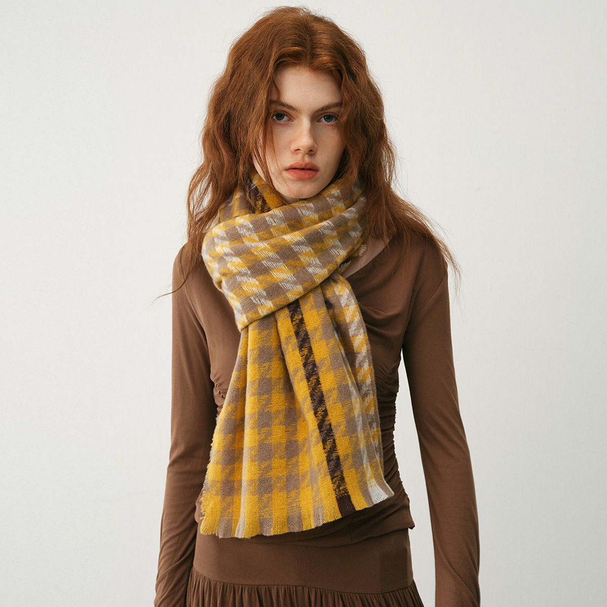 Sciarpa a quadri donna invernale grande scialle morbido cashmere_voghion.com