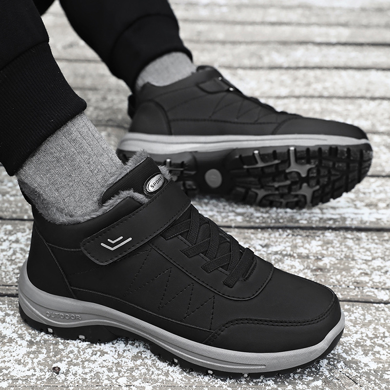 Invierno de hombre zapatos de algodón transfronterizos botas de algodón de gran tamaño más vello grueso botas de nieve pareja de comercio exterior calentamiento zapatos de caminar