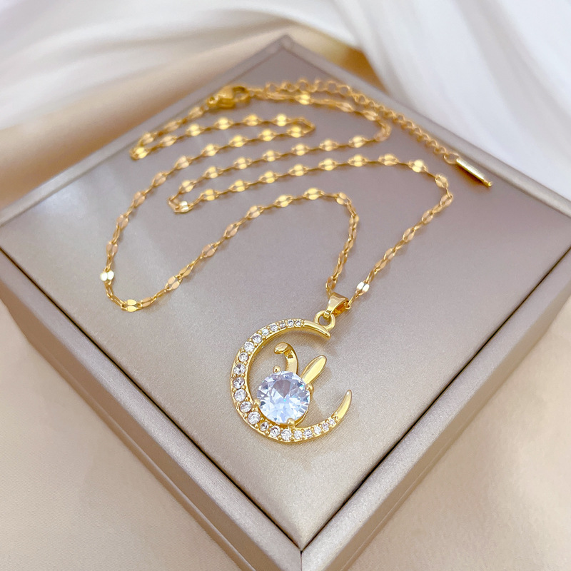 Moon Rabbit Luxury Diamond Necklace Wedding Banquet Clavicle Chain_voghion.com