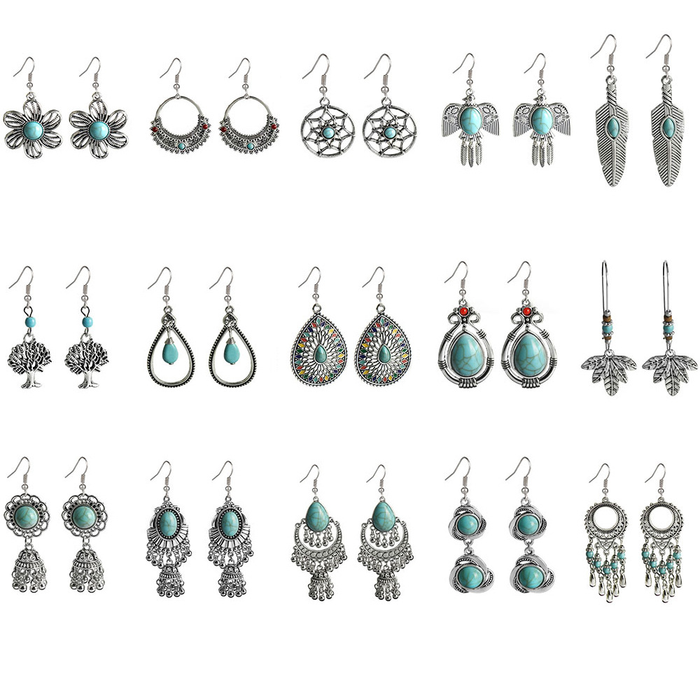 Ethnic retro turquoise earrings