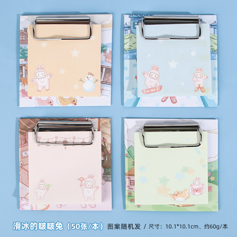 Dibujos animados creativos mini tablero clip nota pad papelería estudiante lindo mensaje no adhesivo nota papel Bloc de notas