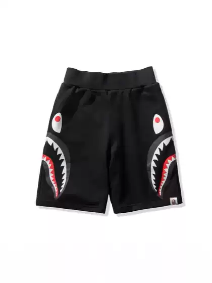 Cross-border Hot-Selling In-Stock Wholesale BAPE Shark Mouth Digital Print Casual Shorts Unisex Pure Cotton Beach Shorts