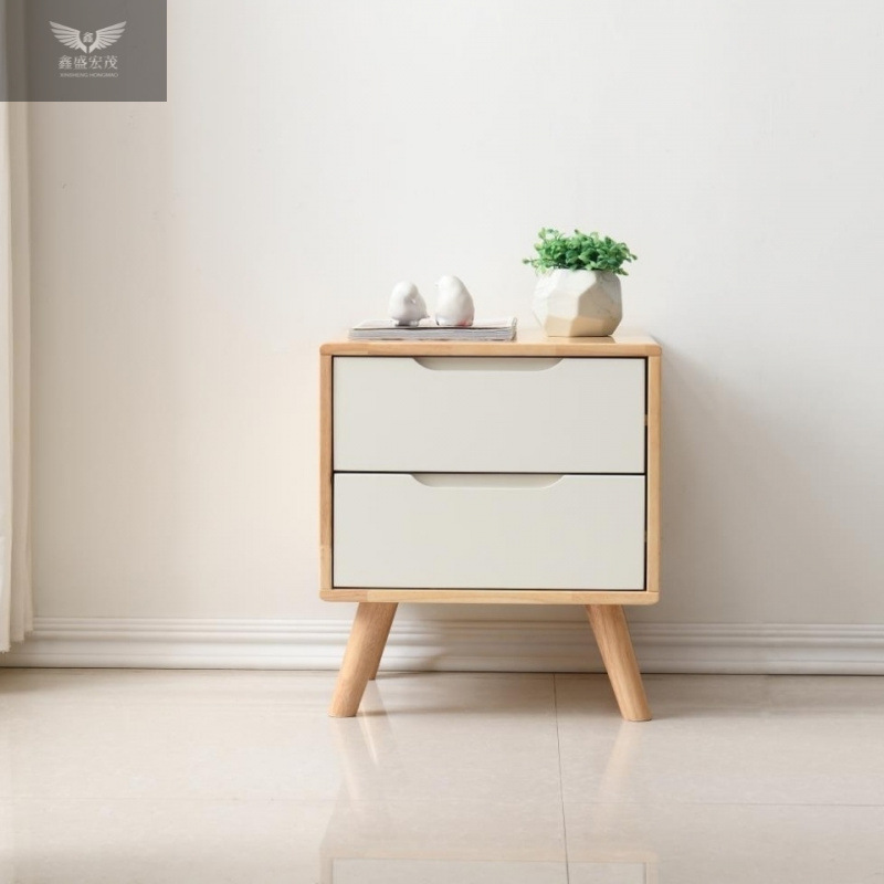 Dormitorio de madera de nuez nórdica almacenado completo mini armario de almacenamiento de madera sólida mesera de cama simple madera de caucho moderna