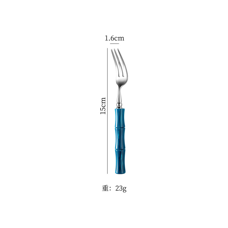 亚克力珠光白竹节手柄304不锈钢牛排刀叉勺套装高颜值西餐具批发|undefined
