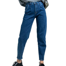 欧美亚马逊高腰牛仔裤显瘦紧身修身九分裤束腿裤复古休闲跨境女装