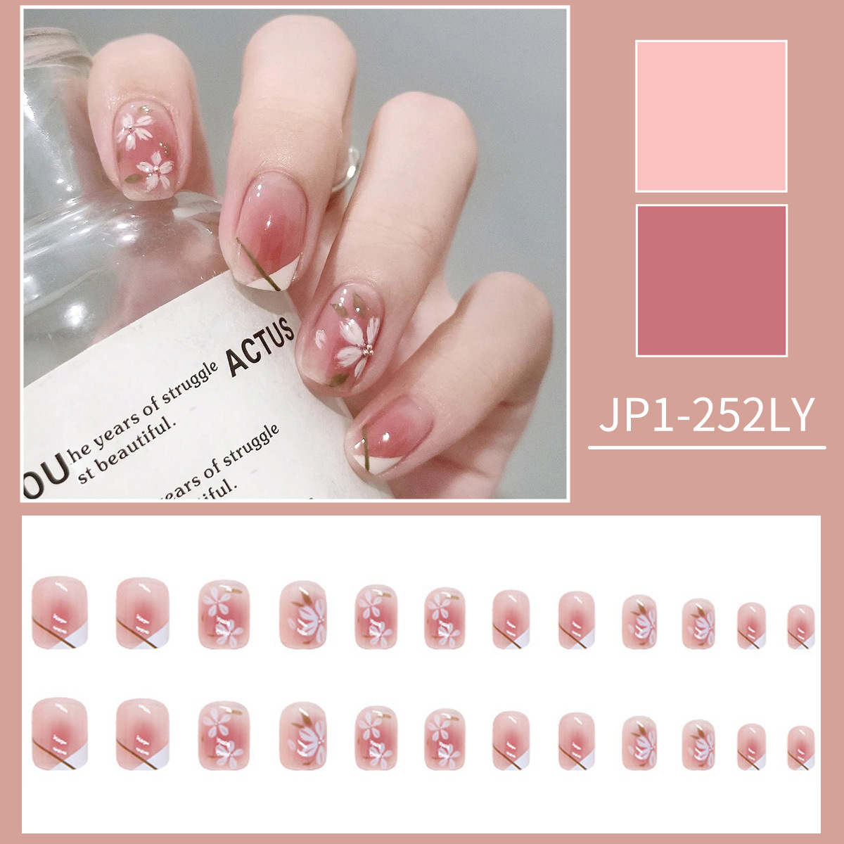 Uñas falsas de té frescas y frescas, uñas para usar, uñas para usar