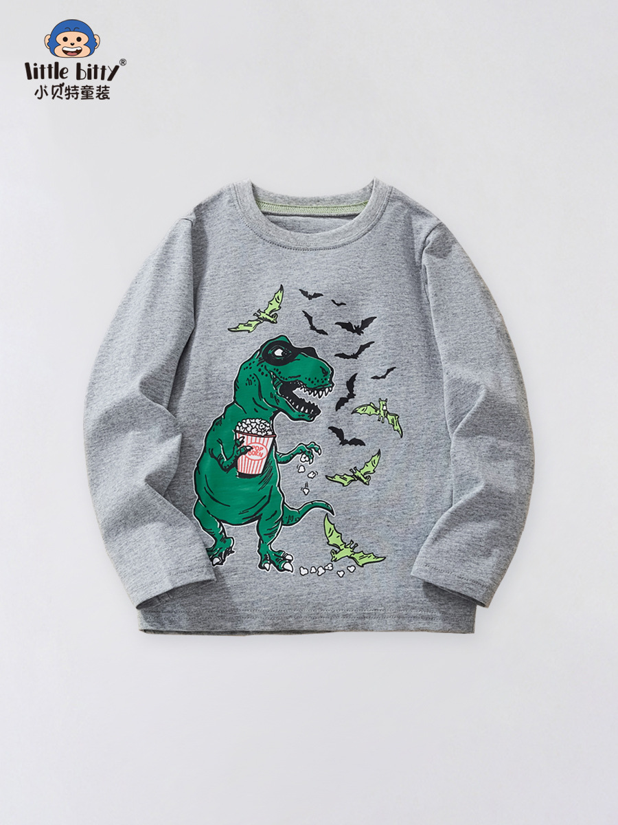Littlebitty Boys Autumn and Winter T-Shirt 25 New Cartoon Cute Printed Tops Children's Clothing Long-Sleeved Children's Clothing Wholesale