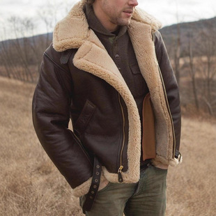 Spot Amazon Independent Station New Product Imitation Fur All-In-One Men's Jacket Long-Sleeved Artificial Fur Thick