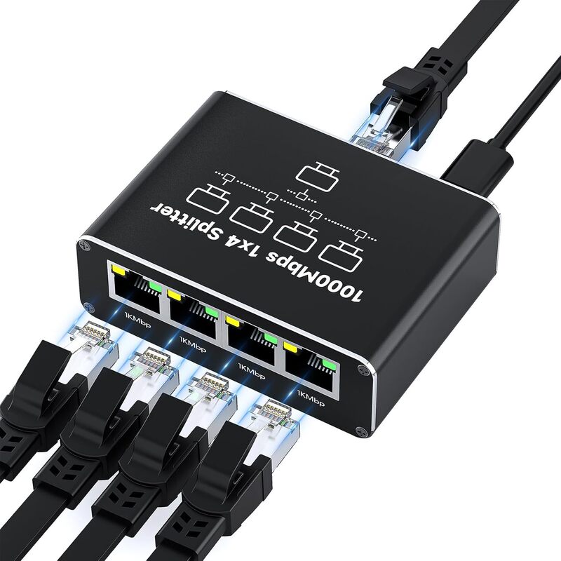 Rj45 Gigabit Network Splitter Cable 1 to 4 Broadband Network Routing Switch One-To-Four Splitter Adapter