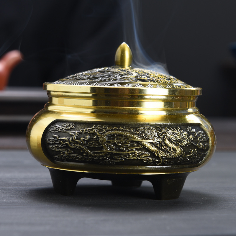 新款合金香炉新渡金工艺檀香炉薰香炉合金炉批发平底炉三足炉批发