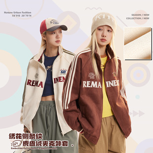 CATTEE美式字母刺绣麂皮绒棒球服男春潮牌百搭宽松学院风夹克外套-阿里巴巴