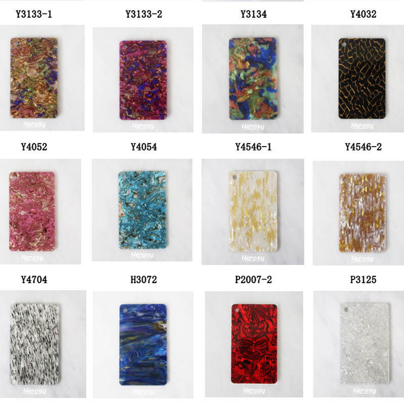 厂家批发多彩亚克力板材色彩纹赛璐珞膜板法国板小饰品纽扣装饰板