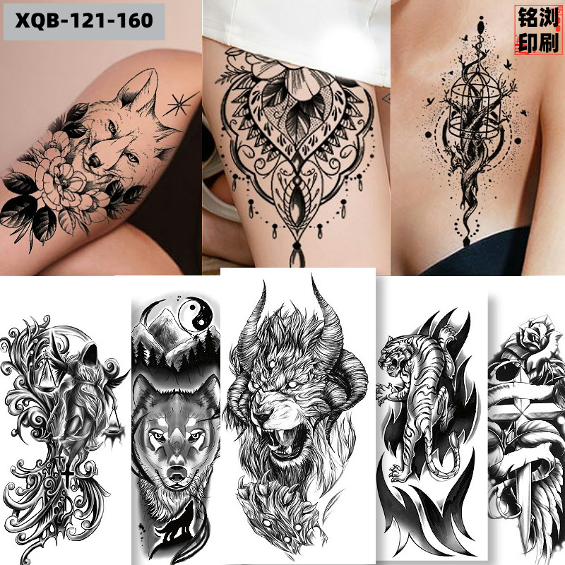 Pegatinas de tatuaje dibujos animados flor brazo pegatinas medio brazo completo oso ciervo divertido transfronterizo color creativo tatuaje pegatinas al por mayor